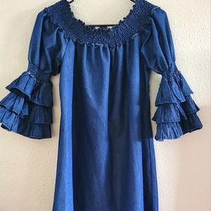 Denim, Ruffled, baby doll dress